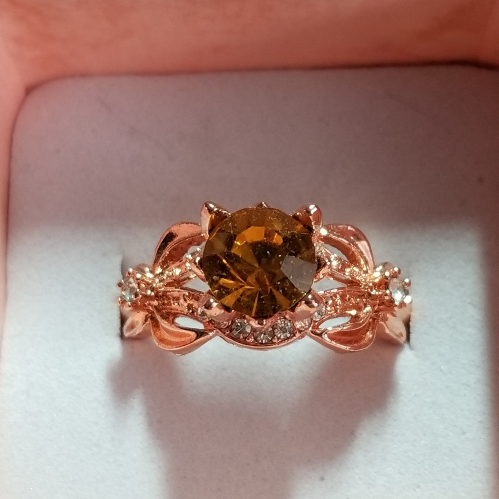 GOLD FILLED MORGANITE RING - Picture 1 of 9